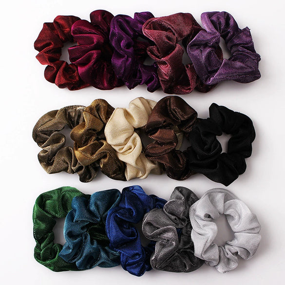 Handmade High Elastic Rainbow Scrunchie Hair Tie With Hot Stamped Laser Detail Punk Style Fabric Hair Ring