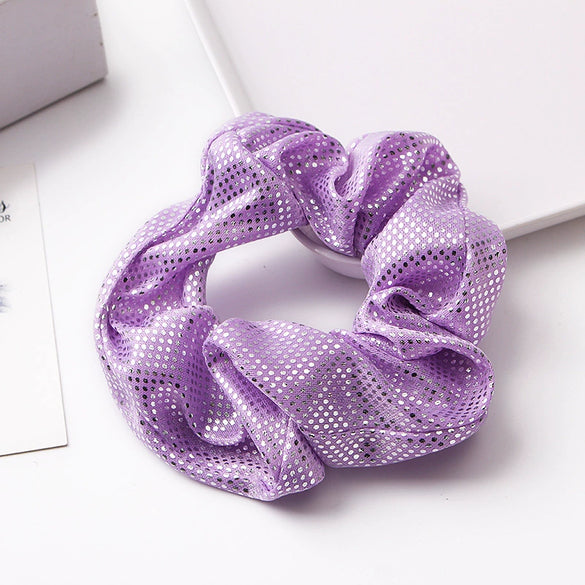 Handmade High Elastic Rainbow Scrunchie Hair Tie With Hot Stamped Laser Detail Punk Style Fabric Hair Ring