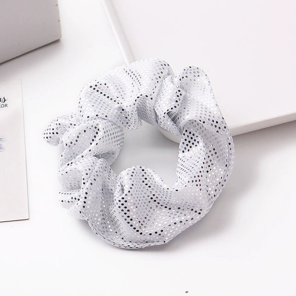 Handmade High Elastic Rainbow Scrunchie Hair Tie With Hot Stamped Laser Detail Punk Style Fabric Hair Ring