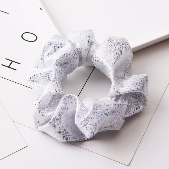 Handmade High Elastic Rainbow Scrunchie Hair Tie With Hot Stamped Laser Detail Punk Style Fabric Hair Ring