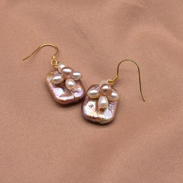 Handmade High End Baroque Pearl Flower Earrings With Natural Freshwater Pearls In Retro Style For Women