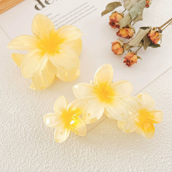 Handmade Highend Feel Plumeria Women's Hair Claw Clip Set