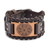 Handmade Hiphop Retro Amulet Bracelet Genuine Leather With Flower Pattern And Electroplating Treatment