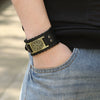 Handmade Hiphop Retro Amulet Bracelet Genuine Leather With Flower Pattern And Electroplating Treatment