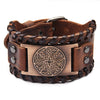 Handmade Hiphop Retro Amulet Bracelet Genuine Leather With Flower Pattern And Electroplating Treatment