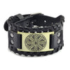Handmade Hiphop Retro Amulet Bracelet Genuine Leather With Flower Pattern And Electroplating Treatment