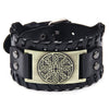 Handmade Hiphop Retro Amulet Bracelet Genuine Leather With Flower Pattern And Electroplating Treatment