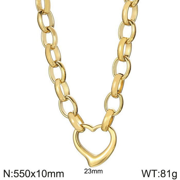 Handmade Hollow Love Pattern Stainless Steel And Titanium Steel Necklace Earrings Bracelet Three Piece Jewelry