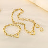 Handmade Hollow Love Pattern Stainless Steel And Titanium Steel Necklace Earrings Bracelet Three Piece Jewelry