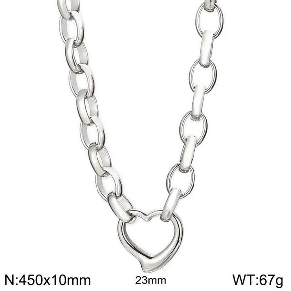 Handmade Hollow Love Pattern Stainless Steel And Titanium Steel Necklace Earrings Bracelet Three Piece Jewelry