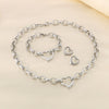 Handmade Hollow Love Pattern Stainless Steel And Titanium Steel Necklace Earrings Bracelet Three Piece Jewelry