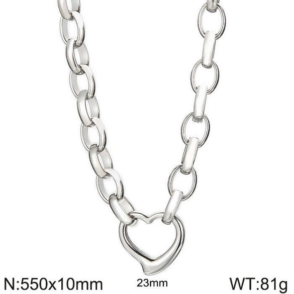 Handmade Hollow Love Pattern Stainless Steel And Titanium Steel Necklace Earrings Bracelet Three Piece Jewelry