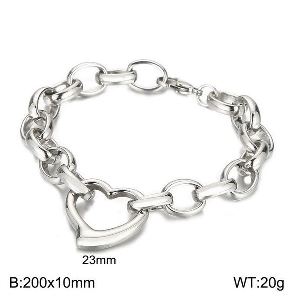 Handmade Hollow Love Pattern Stainless Steel And Titanium Steel Necklace Earrings Bracelet Three Piece Jewelry