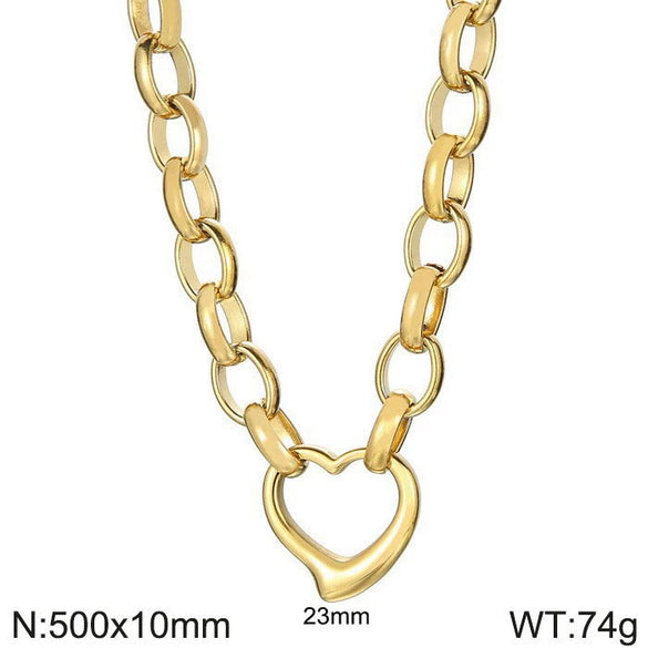 Handmade Hollow Love Pattern Stainless Steel And Titanium Steel Necklace Earrings Bracelet Three Piece Jewelry