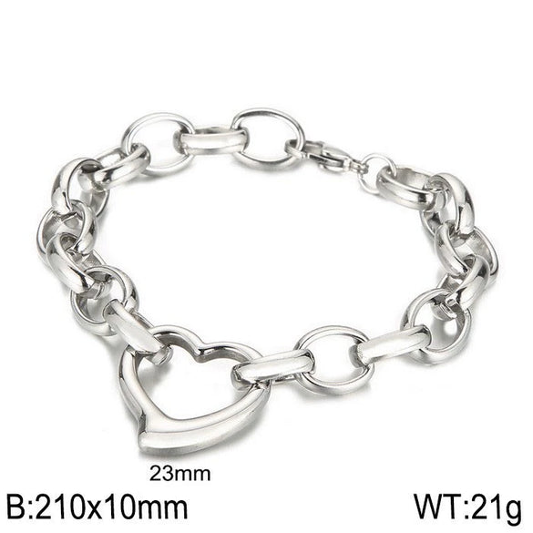 Handmade Hollow Love Pattern Stainless Steel And Titanium Steel Necklace Earrings Bracelet Three Piece Jewelry