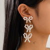 Handmade Imitation Pearl Bow Geometric Earrings For Women
