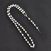 Handmade Imitation Pearl Cross Rosary Long Necklace Unisex Textured Tassel Sweater Chain Alloy Electroplated Geometric