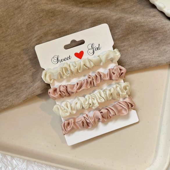 Handmade Imitation Silk Satin Scrunchie Hair Tie High Elasticity Minimalist Hair Accessory