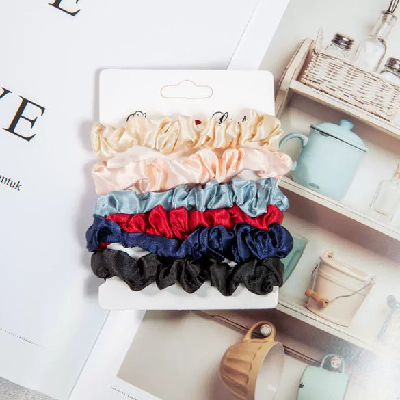 Handmade Imitation Silk Satin Scrunchie Hair Tie High Elasticity Minimalist Hair Accessory
