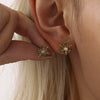Handmade Inlaid Snowflake Zircon Titanium Steel Earrings With Pvd Plating And Geometric Styling For Women