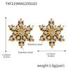 Handmade Inlaid Snowflake Zircon Titanium Steel Earrings With Pvd Plating And Geometric Styling For Women