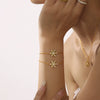 Handmade Inlaid Ultraflash Zircon Christmas Snowflake Titanium Steel Bracelet Plated With 18K Real Gold For Women