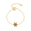 Handmade Inlaid Ultraflash Zircon Christmas Snowflake Titanium Steel Bracelet Plated With 18K Real Gold For Women