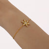 Handmade Inlaid Ultraflash Zircon Christmas Snowflake Titanium Steel Bracelet Plated With 18K Real Gold For Women