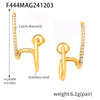 Handmade Inlaid Zircon Ear Bone Clip Jewelry Ear Buckle Light Luxury Style Stainless Steel Jewelry With Geometric Pattern Electroplated For Women