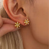 Handmade Inlaid Zircon Snowflake Women's Niche Fashion Stainless Steel 18K Gold Plated Geometric Earrings