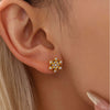 Handmade Inlaid Zircon Snowflake Women's Niche Fashion Stainless Steel 18K Gold Plated Geometric Earrings