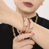 Handmade Inlaid Zircon Stainless Steel Geometric Style Electroplated Bracelet