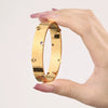 Handmade Inlaid Zircon Stainless Steel Geometric Style Electroplated Bracelet