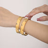 Handmade Inlaid Zircon Stainless Steel Geometric Style Electroplated Bracelet