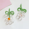 Handmade Jewelry Accessories Material Beaded Crystal Woven Flower Lemon Pendant With Lines Pattern