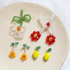 Handmade Jewelry Accessories Material Beaded Crystal Woven Flower Lemon Pendant With Lines Pattern