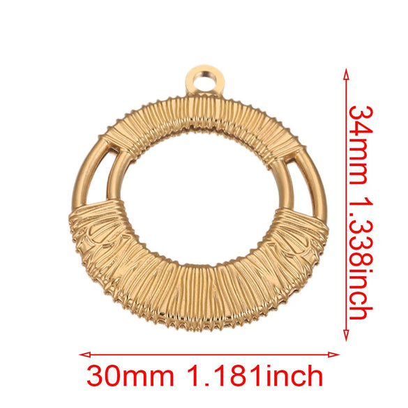 Handmade Jewelry Accessories Stainless Steel Round Pendant With Love Garland Design Electroplated
