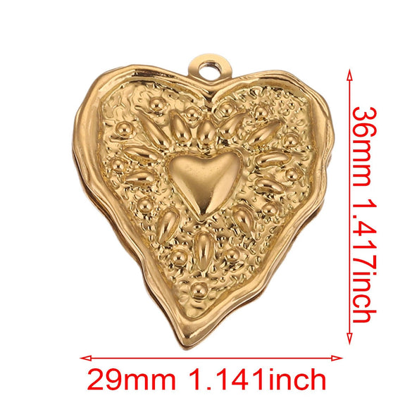 Handmade Jewelry Accessories Stainless Steel Round Pendant With Love Garland Design Electroplated