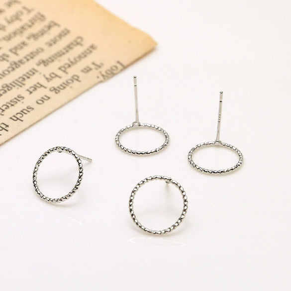 Handmade Jewelry Copper Gold Plated Hollow Round Earrings Natural Style Electroplating