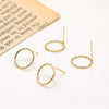 Handmade Jewelry Copper Gold Plated Hollow Round Earrings Natural Style Electroplating