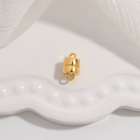 Handmade Jewelry 925 Sterling Silver Bracelet Necklace With Pearl Buckle Smooth Spherical Double Ring Magnetic Buckle Simple Geometric Style Electroplated