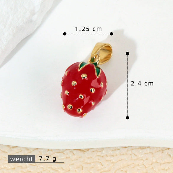 Handmade Lacquered Strawberry Fruit Shape Copper Jewelry Accessories Electroplated