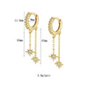 Handmade Light Luxury Women's Copper Plated Real Gold Sixpointed Star Zircon Tassel Earrings