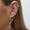 Handmade Light Luxury Women's Copper Plated Real Gold Sixpointed Star Zircon Tassel Earrings