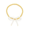 Handmade Metal Beaded Imitation Pearl Bow Women's Geometric Style Handwoven Bracelet