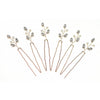 Handmade Metal Leaf And Petal Rhinestone Hairpin With Pearl Detail Gold Antique Finish Ushaped Bridal Hair Accessory