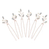 Handmade Metal Leaf And Petal Rhinestone Hairpin With Pearl Detail Gold Antique Finish Ushaped Bridal Hair Accessory