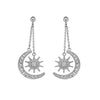 Handmade Metal Star Moon Crown Headband And Long Earrings For Women