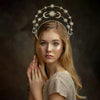 Handmade Metal Star Moon Crown Headband And Long Earrings For Women