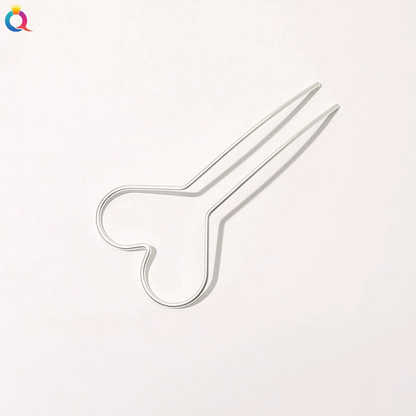 Handmade Metal Ushaped Hairpin With Heart Design Elegant Hair Stick And Decorative Headdress For Women